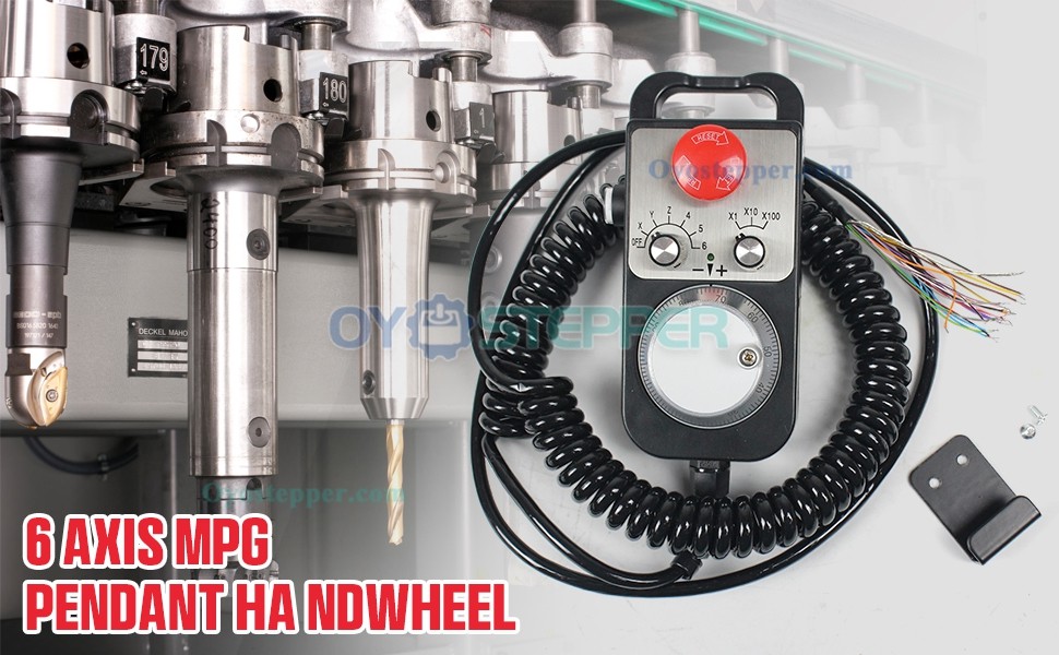 6 Axis / 4 Axis CNC Handwheel MPG Pendant 100 PPR with E-Stop For CNC Router Machine
